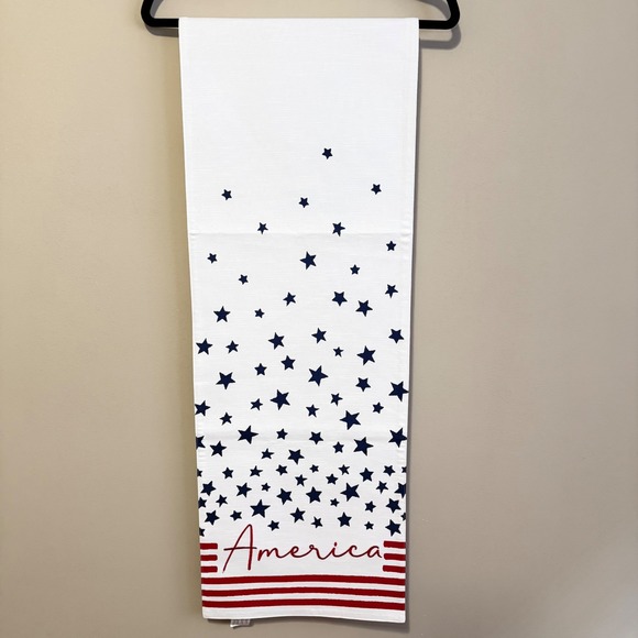 Big Lots Other - Patriotic America Stars and Stripes Cotton Table Runner White Red Blue 72"x13"